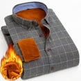 thumbnail image 1 of FDGIU Men's 2025 Fall Plaid Shacket - Long Sleeve Button Down Jacket, Comfy Lined Flannel Shirt Coat with Pockets, 1 of 3
