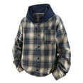 thumbnail image 1 of FDGIU Men's 2025 Flannel Lined Plaid Jacket - Button Down Hooded Flannel, Winter Workwear with Fleece Lining, Outdoor Shirt Coat, 1 of 4