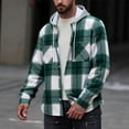thumbnail image 1 of FDGIU Men's 2025 Flannel Lined Plaid Jacket - Button Down Hooded Flannel, Winter Workwear with Fleece Lining, Outdoor Shirt Coat, 1 of 7