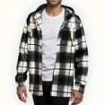 thumbnail image 1 of FDGIU Men's 2025 Flannel Lined Plaid Jacket - Button Down Hooded Flannel, Winter Workwear with Fleece Lining, Outdoor Shirt Coat, 1 of 7