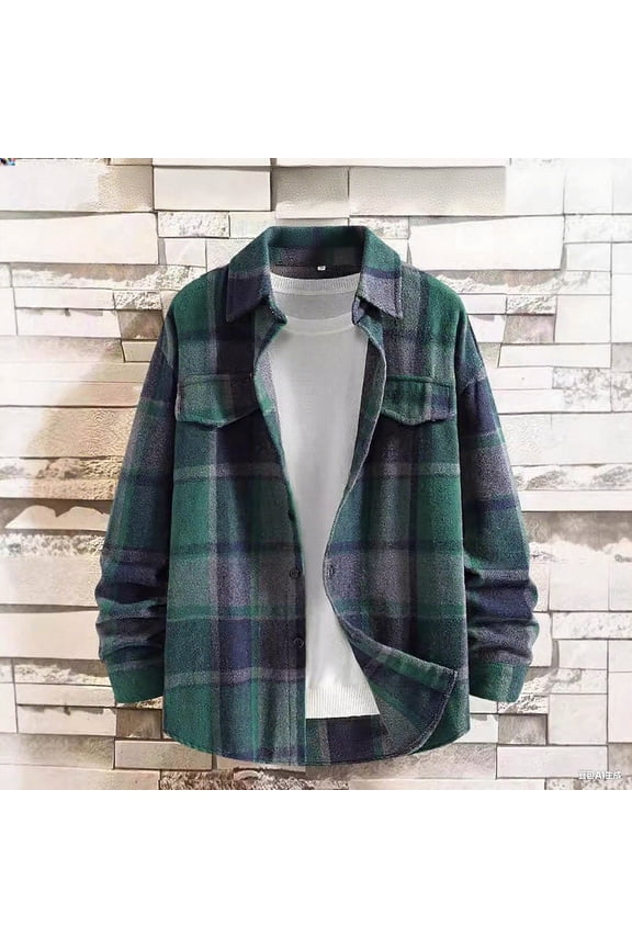 Men's 2025 Flannel Shirt Jacket - Button Down Plaid Shacket, Fleece Lined with Pockets, Long Sleeve Lightweight Fall Outerwear & Layering Piece