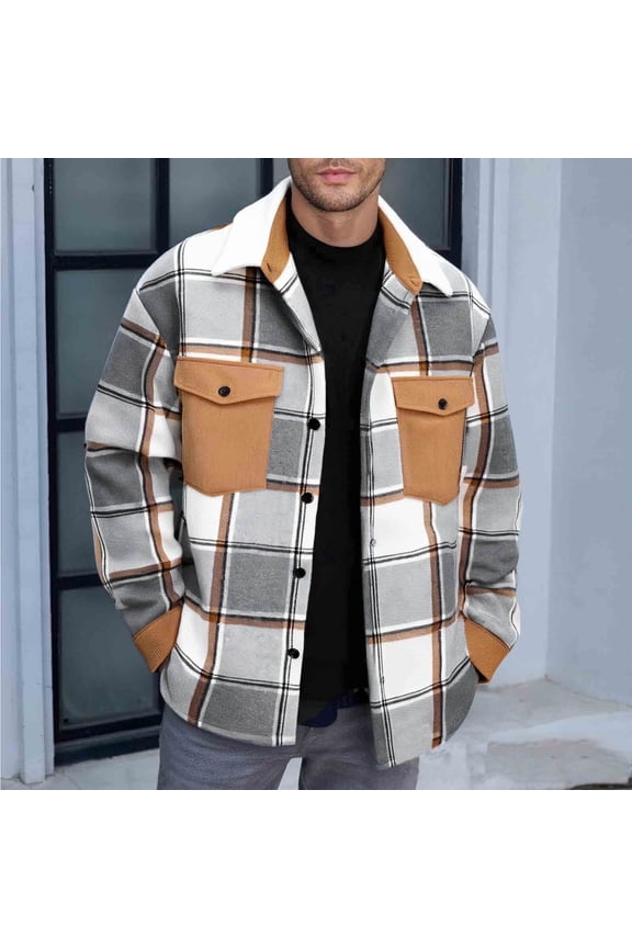 Men's 2025 Flannel Shirt Jacket - Button Down Plaid Shacket, Fleece Lined with Pockets, Long Sleeve Lightweight Fall Outerwear & Layering Piece