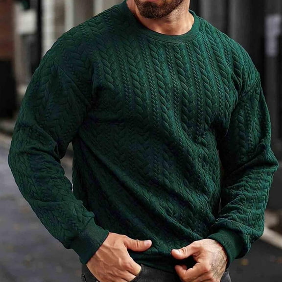 FDGIU Men's 2025 Fleece Crewneck - Soft Warm Long Sleeve Pullover, Lightweight Winter Sweatshirt for Everyday Wear & Streetwear Top