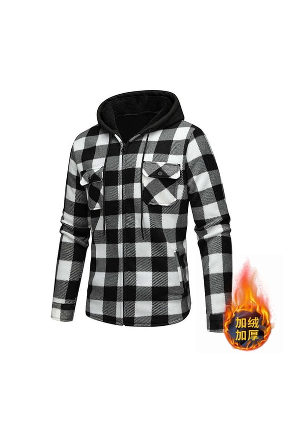 Men's 2025 Plaid Flannel Jacket - Fleece Lined Full Zip Hoodie with Pockets, Winter Coat & Outdoor Workwear Casual Fall Winter Wear