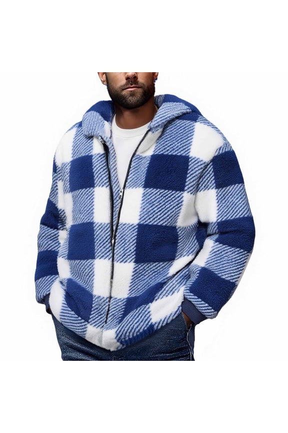 Men's 2025 Plaid Flannel Jacket - Fleece Lined Full Zip Hoodie with Pockets, Winter Coat & Outdoor Workwear Casual Fall Winter Wear
