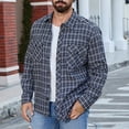 thumbnail image 1 of FDGIU Men's 2025 Plaid Flannel Shirt - Long Sleeve Button Down, Classic Pocket Casual Fall Top, 1 of 7