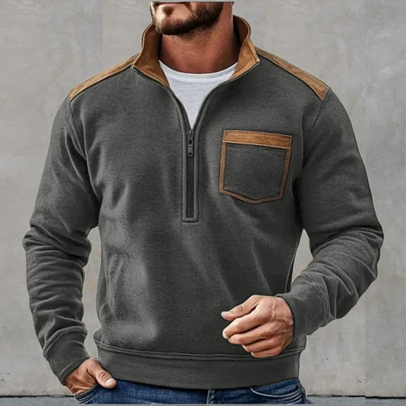 FDGIU Men's 2025 Quarter Zip Sweatshirt - Fleece Lined Outdoor Winter Pullover, Lightweight Thermal Hiking Shirt & Cargo Sweatshirt for Winter Adventures