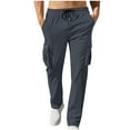 thumbnail image 1 of FDGIU Men's Baggy Cargo Pants - Straight Leg Twill Work Pants, Elastic Drawstring Waist for Outdoor Casual Wear, 1 of 6