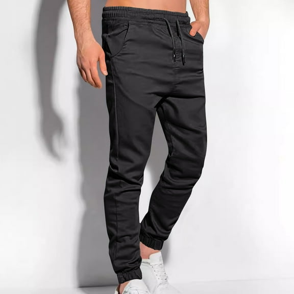 FDGIU Men's Cargo Jogger Pants - Lightweight Hiking Workout Pants with Pockets, Elastic Waist Sweatpants for Outdoor