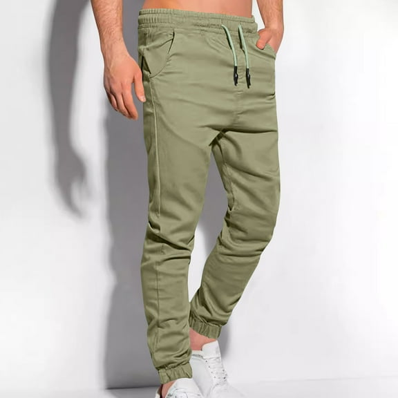 FDGIU Men's Cargo Jogger Pants - Lightweight Hiking Workout Pants with Pockets, Elastic Waist Sweatpants for Outdoor