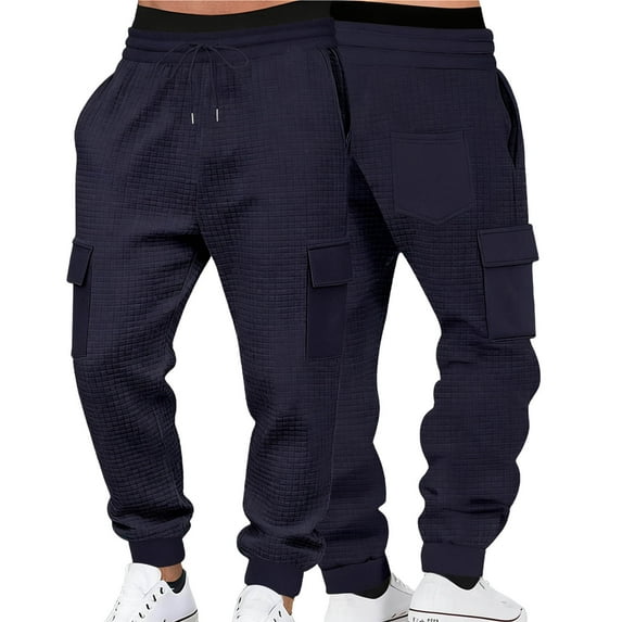 FDGIU Men's Cargo Joggers - Casual Workout Pants with Pockets, Hiking Outdoor Sweatpants Trousers with Pockets, Relaxed Fit Track Pants