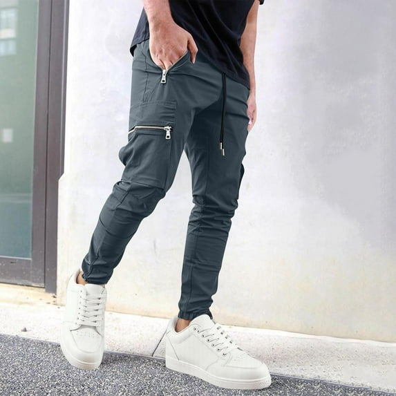 FDGIU Men's Cargo Pants - Vintage Straight Fit Jogger with Drawstring, Cargo Jogger Pants with Pockets, Trendy Sweatpants for Work & Vacation