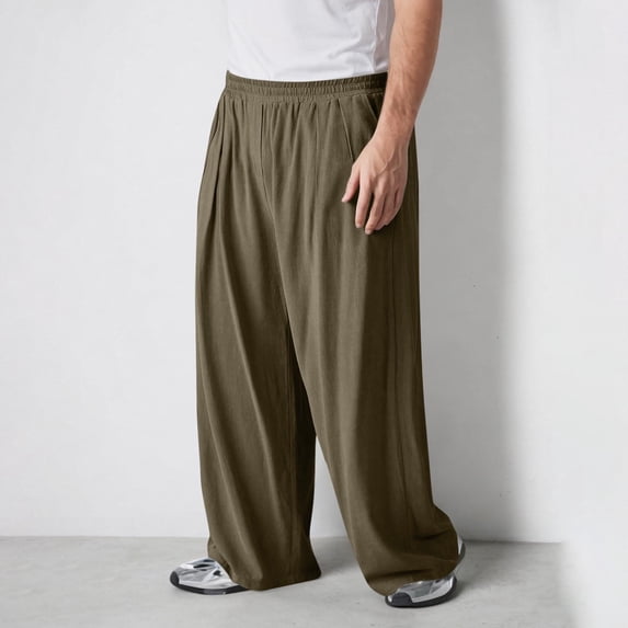 FDGIU Men's Cargo Pants - Vintage Straight Fit Jogger with Drawstring, Cargo Jogger Pants with Pockets, Trendy Sweatpants for Work & Vacation