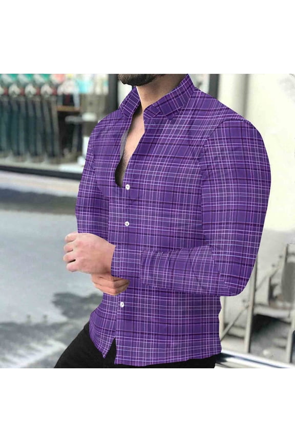 Men's Fall Flannel Shirt - Button Down Plaid, Slim Fit Cozy Long Sleeve Fall Winter Layering Piece with Pocket