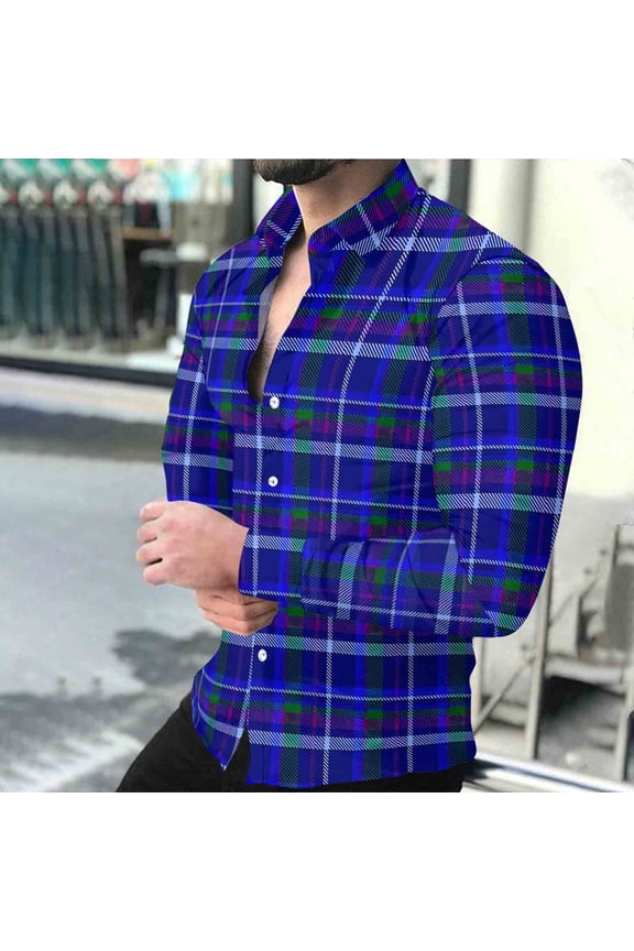 Men's Fall Flannel Shirt - Button Down Plaid, Slim Fit Cozy Long Sleeve Fall Winter Layering Piece with Pocket