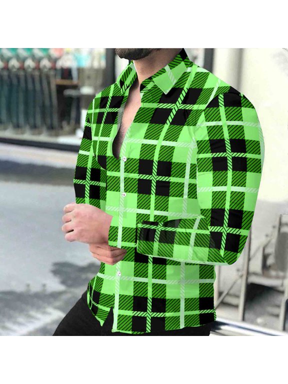 Men's Fall Flannel Shirt - Button Down Plaid, Slim Fit Cozy Long Sleeve Fall Winter Layering Piece with Pocket