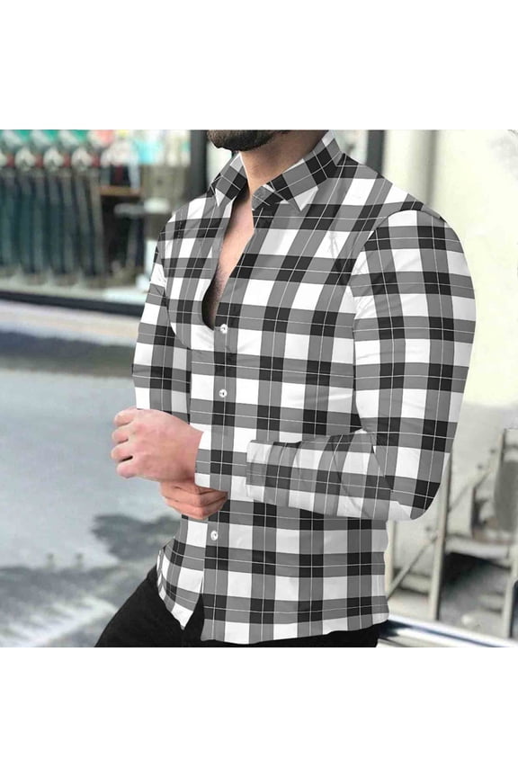 Men's Fall Flannel Shirt - Button Down Plaid, Slim Fit Cozy Long Sleeve Fall Winter Layering Piece with Pocket