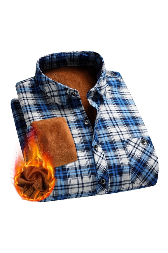 Men's Fall Flannel Shirt - Button Down Plaid, Slim Fit Cozy Long Sleeve Fall Winter Layering Piece with Pocket