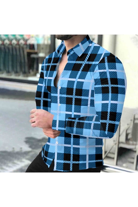 Men's Fall Flannel Shirt - Button Down Plaid, Slim Fit Cozy Long Sleeve Fall Winter Layering Piece with Pocket