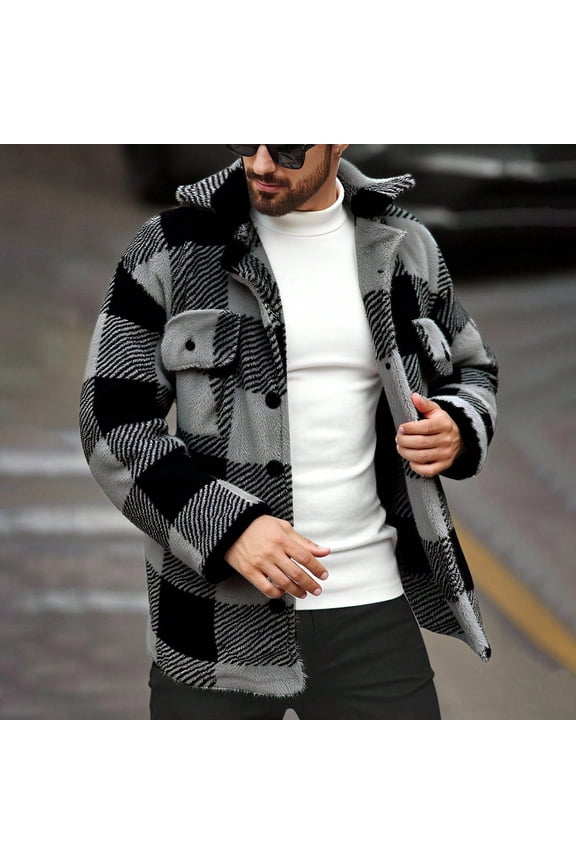 Men's Fall Flannel Shirt - Button Down Plaid, Slim Fit Cozy Long Sleeve Fall Winter Layering Piece with Pocket