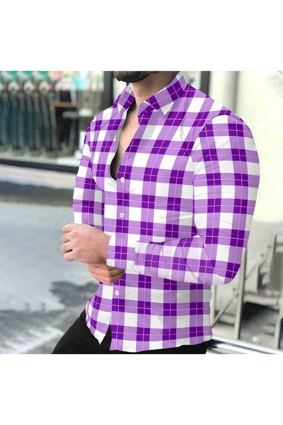 Men's Fall Flannel Shirt - Button Down Plaid, Slim Fit Cozy Long Sleeve Fall Winter Layering Piece with Pocket