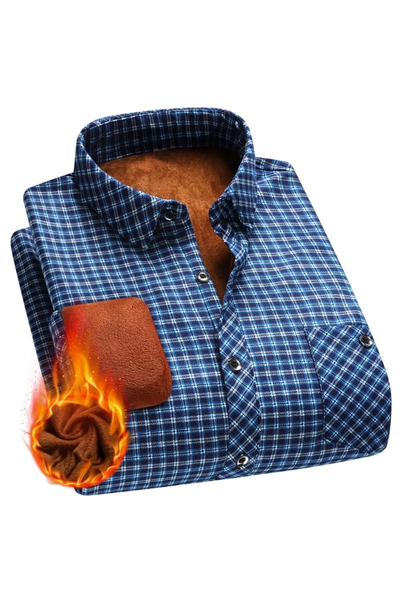 Men's Fall Flannel Shirt - Button Down Plaid, Slim Fit Cozy Long Sleeve Fall Winter Layering Piece with Pocket