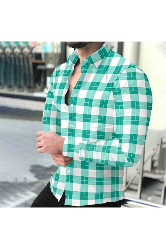 Men's Fall Flannel Shirt - Button Down Plaid, Slim Fit Cozy Long Sleeve Fall Winter Layering Piece with Pocket