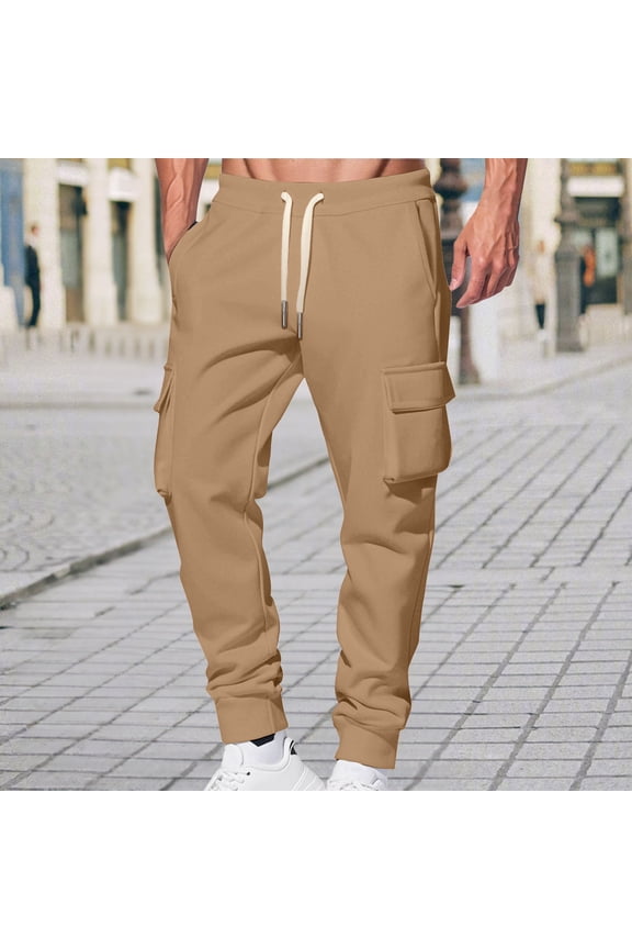 Men's Fleece Joggers Sweatpants - Winter Warm Loose Fit Pants with Pockets, Outdoor Running Hiking Trousers