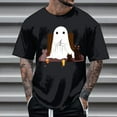 thumbnail image 1 of FDGIU Men's Halloween T-Shirt Plus Size Short Sleeve Shirts - Ghost Pumpkin Graphic Tee, Spooky Funny Costume Top, Loose Fit Short Sleeve Casual Shirt, 1 of 5