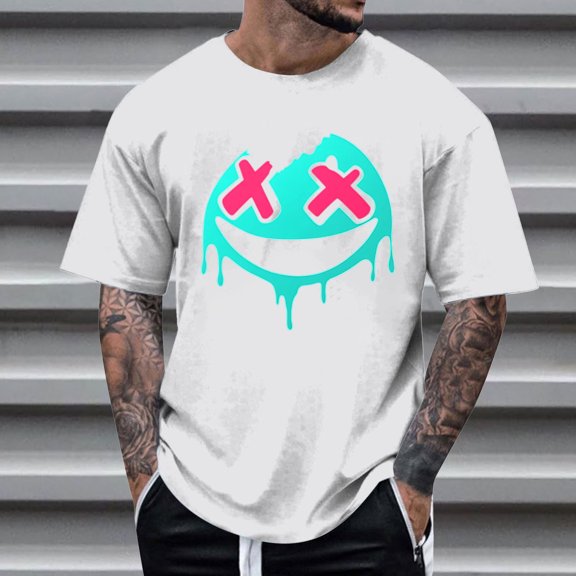 FDGIU Men's Halloween T-Shirt Plus Size Short Sleeve Shirts - Ghost Pumpkin Graphic Tee, Spooky Funny Costume Top, Loose Fit Short Sleeve Casual Shirt