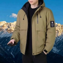 FDGIU Men's Heavy Duty Quilted Puffer Parka - Winter Long Coat with Hood, Windproof Cold Weather Outerwear