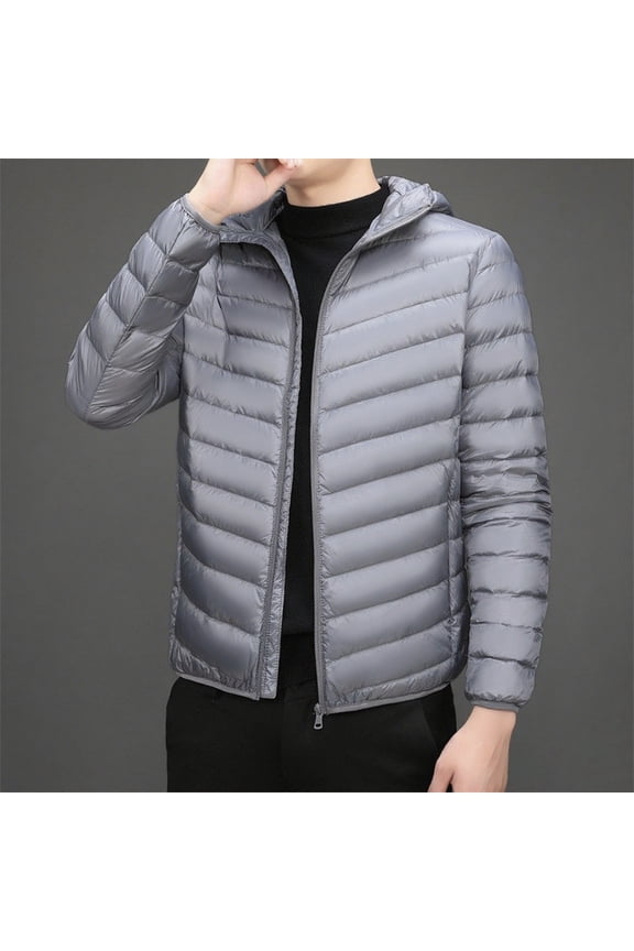 Men's Heavy Duty Quilted Puffer Parka - Winter Long Coat with Hood, Windproof Cold Weather Outerwear
