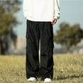 thumbnail image 1 of FDGIU Men's Hiking Athletic Pants Man Fashion Fallow Pockets Elastic Waist High Waist Straight-leg Workwear Pants Straight Leg Pants, 1 of 6