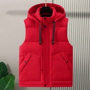 FDGIU Mens Oversized Puffer Vest - Stand Collar Zip-Up with Pockets, Lightweight Sleeveless Solid Color Jacket for Winter Casual Outdoor Wear