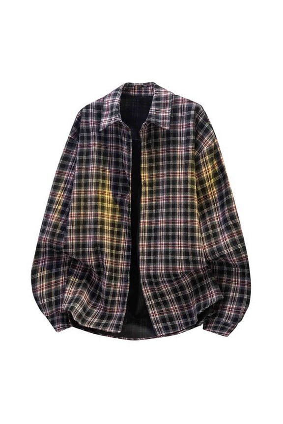 Men's Plaid Flannel Shirt - Slim Fit Button Down, Cozy Long Sleeve Fall Winter Layering Piece with Pocket, Snap Front Checkered Casual Shirt