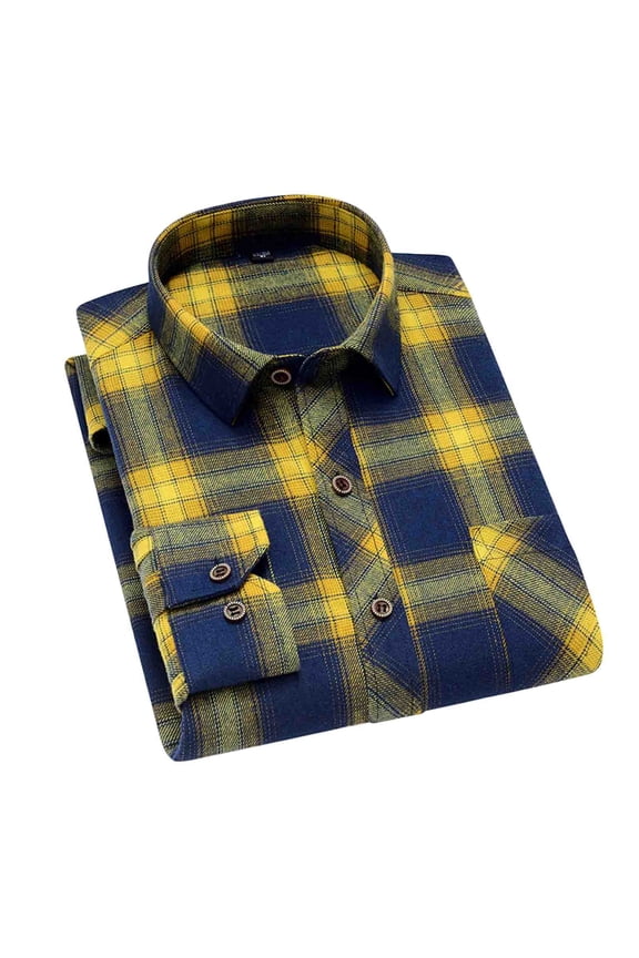 Men's Plaid Flannel Shirt - Slim Fit Button Down, Cozy Long Sleeve Fall Winter Layering Piece with Pocket, Snap Front Checkered Casual Shirt