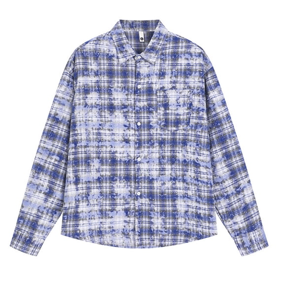 FDGIU Men's Plaid Flannel Shirt - Slim Fit Button Down, Cozy Long Sleeve Fall Winter Layering Piece with Pocket, Snap Front Checkered Casual Shirt