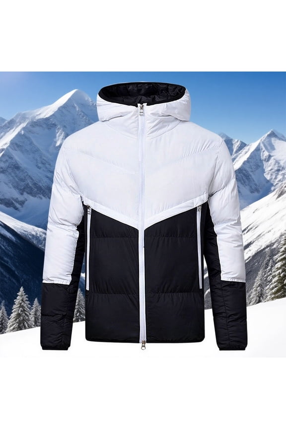 Men's Quilted Puffer Coat, Stand Collar Thickened Winter Jacket, Thermal Insulated Windproof Parka for Men