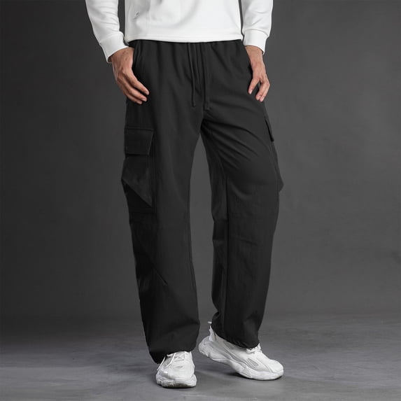 FDGIU Men's Relaxed Fit Sweatpants, Elastic Waist Drawstring Casual Pants with Pockets, Lightweight for Hiking, Sport & Daily