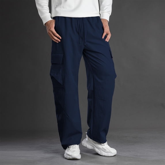 FDGIU Men's Relaxed Fit Sweatpants, Elastic Waist Drawstring Casual Pants with Pockets, Lightweight for Hiking, Sport & Daily