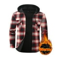 thumbnail image 1 of FDGIU Men's Sherpa Lined Flannel Jacket - Plaid Button Hooded Winter Coat with Pockets, 1 of 6