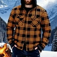 thumbnail image 1 of FDGIU Men's Sherpa Lined Flannel Jacket - Plaid Button Hooded Winter Coat with Pockets, 1 of 4