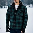 thumbnail image 1 of FDGIU Men's Sherpa Lined Flannel Jacket - Plaid Button Hooded Winter Coat with Pockets, 1 of 3