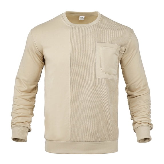 FDGIU Men's Sweatshirts Men Round Collar Loose Leisure Solid Color Knitting Versatile Match Fashion Long Sleeves Sweatshirt Lightweight Fleece Hoodie