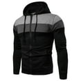 thumbnail image 1 of FDGIU Men's Sweatshirts Men's Solid Color Long Sleeve Hooded Tricolor Patchwork Cardigan Loose Casual Sports Zipper Hoodie Coat Lightweight Fleece Hoodie, 1 of 6
