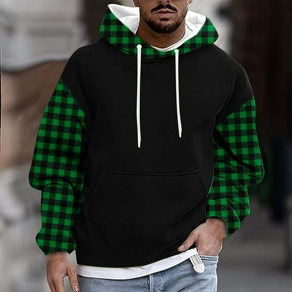 FDGIU Men's Thermal Fleece Hoodie - Winter Pullover Sweatshirt with Drawstring Hood and Kangaroo Pocket, Slim Fit Long Sleeve for Casual/Sports