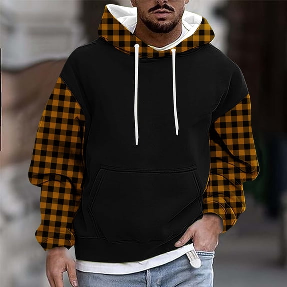 FDGIU Men's Thermal Fleece Hoodie - Winter Pullover Sweatshirt with Drawstring Hood and Kangaroo Pocket, Slim Fit Long Sleeve for Casual/Sports