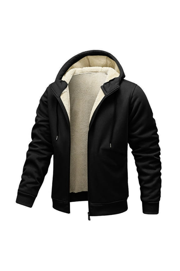 Men's Thermal Fleece Hoodie - Winter Pullover Sweatshirt with Drawstring Hood and Kangaroo Pocket, Slim Fit Long Sleeve for Casual/Sports