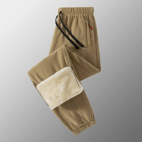 FDGIU Men's Thermal Jogger Sweatpants - Fleece Lined Winter Warm Pants with Pockets, Running Hiking Sports Pants