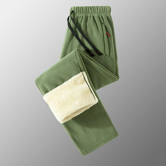 FDGIU Men's Thermal Jogger Sweatpants - Fleece Lined Winter Warm Pants with Pockets, Running Hiking Sports Pants